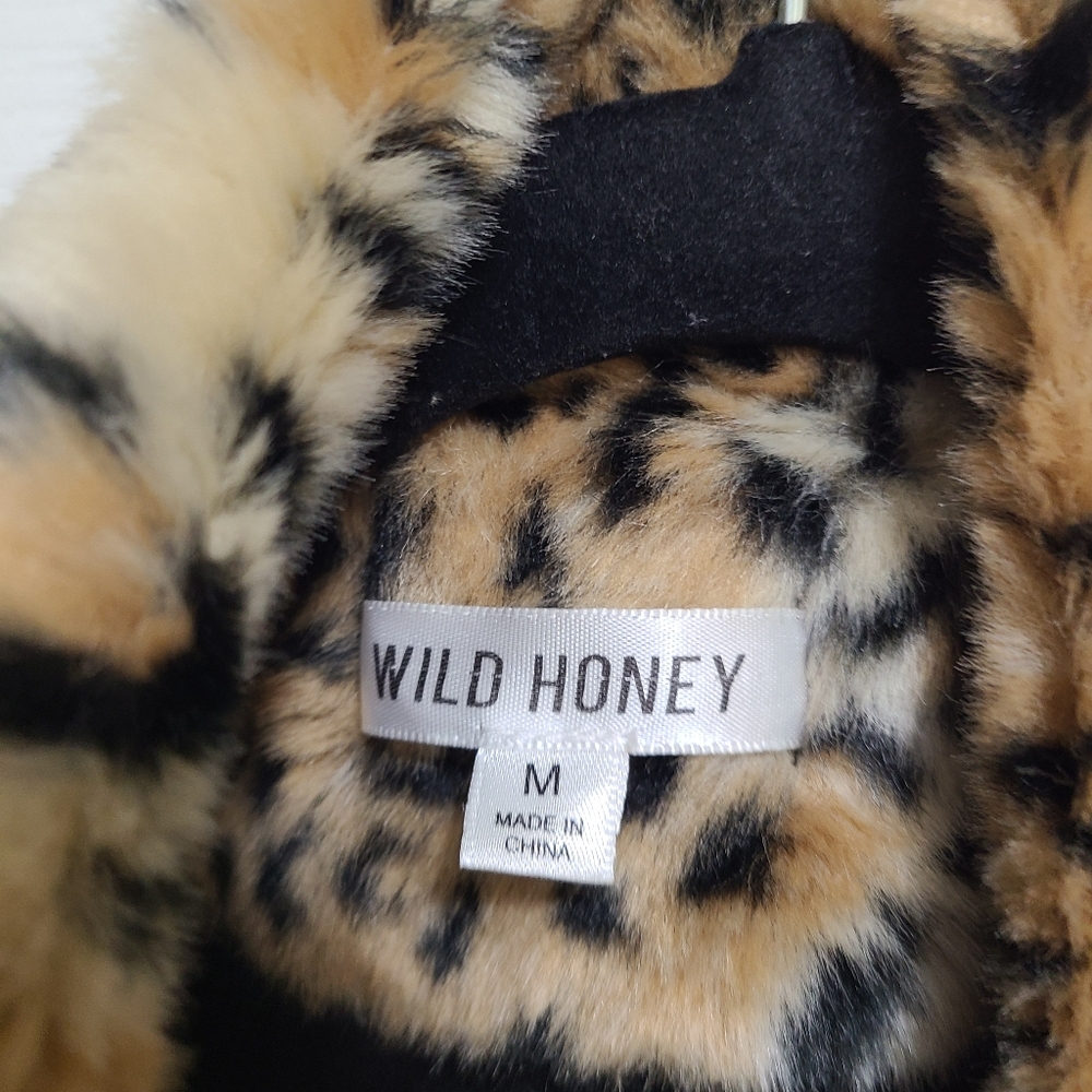 WILD HONEY LEOPARD PRINT JACKET POCKETS M Animal Print - Picture 12 of 14